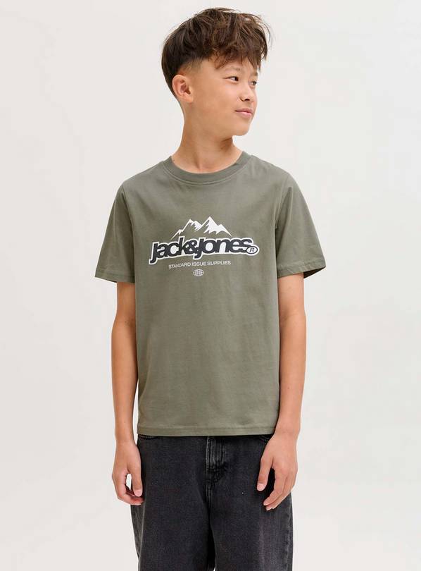 JACK & JONES JUNIOR Flare Front T Shirt Short Sleeve Crew Neck Green 10 years